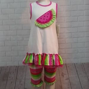Girls Bonnie jean watermelon capri set